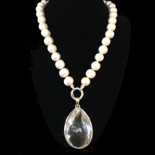 Freshwater Pearls Necklace with Crystal Quartz Pendant - One Only